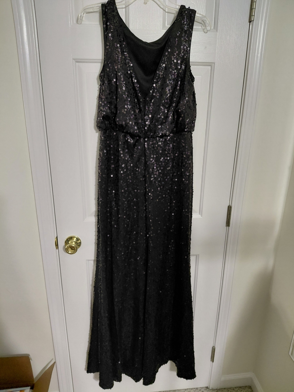 David's Bridal Black Sequin Evening Dress